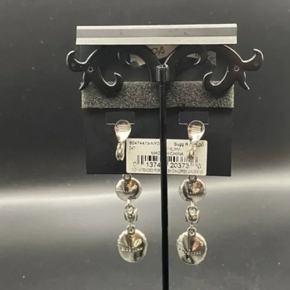 NWT Givenchy Clip Earrings Crystal Halo Set 2.5" Drop Silver Tone Bridal Pageant - Picture 4 of 7